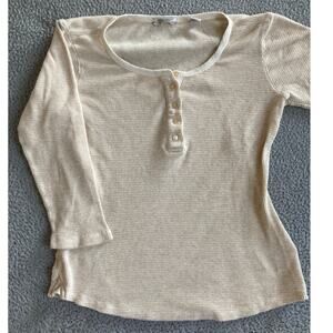 Maison Scotch Soda Home Alone Top Small Thermal Long Sleeve Outdoor Cream Shirt